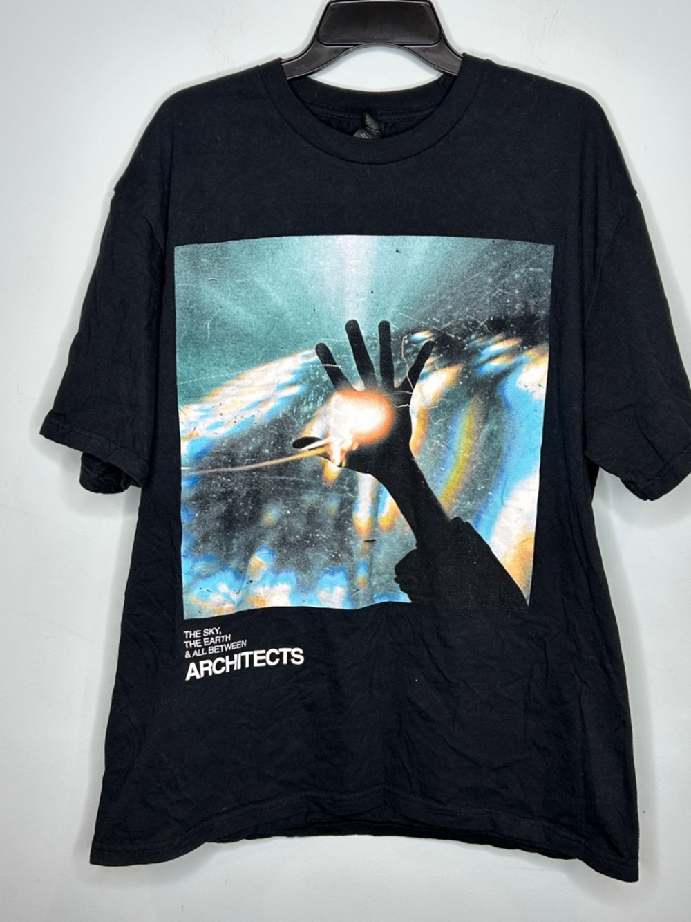 Gildan Black Band Tee with‎ Blue, Teal and Orange Graphic
